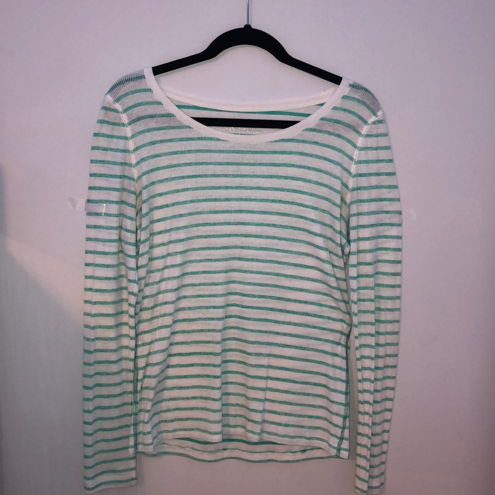 Aeropostale white and aqua striped long sleeve